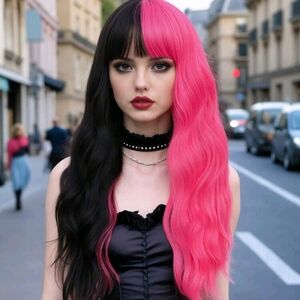 Two-Tone Black and Pink Hair Wig Never Been Worn. Synthetic 26 In Loose Wave..